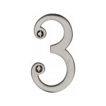 M Marcus Heritage Brass Numeral 3 - Face Fix 76mm Slimline font